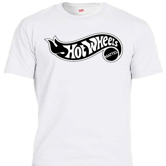 HOT WHEELS "BLACK LOGO", COOL MENS IVORY OR WHITE TEE'S ALL SIZES T-1800 - Picture 1 of 4